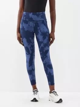 Леггинсы power 7/8 из принтованного джерси Sweaty Betty, синий