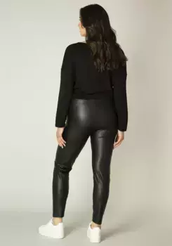 Леггинсы пышной формы базового уровня "Alene", слегка блестящие, имитирующие искусственную кожу Base Level Curvy, черный