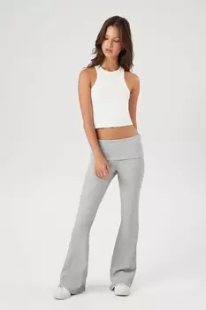 Леггинсы расклешенной вязки в рубчик с складками Forever 21, серый