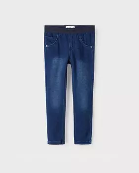 Леггинсы с эффектом денима для девочки с люрексовой лентой name it, синий