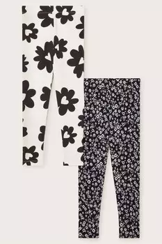 Леггинсы с цветочным принтом, 2 упаковки Monsoon, черный