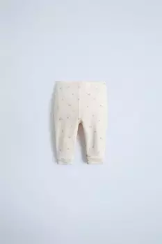 Леггинсы с цветочным рисунком в ребребне ZARA, светло-розовый