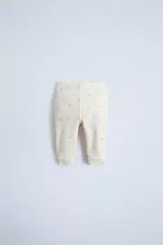 Леггинсы с цветочным рисунком в ребребне ZARA, светло-розовый