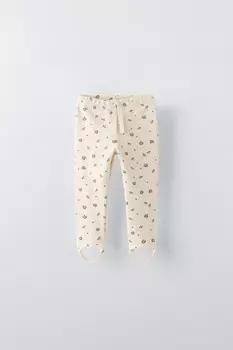 Леггинсы с цветочным узором ZARA, фиолетовый