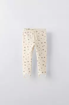 Леггинсы с цветочным узором ZARA, фиолетовый