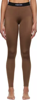Леггинсы с фирменной отделкой коричневого цвета TOM FORD, Pine brown