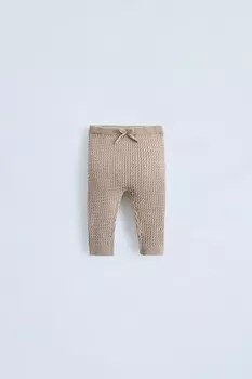 Леггинсы с клещовым узором ZARA, коричневый мергель