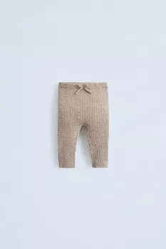 Леггинсы с клещовым узором ZARA, коричневый мергель