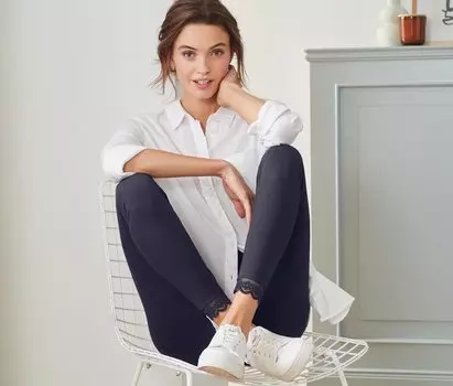 Леггинсы с кружевной отделкой Tchibo, темно-синий