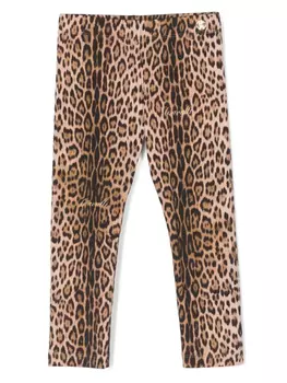 Леггинсы с леопардовым принтом Roberto Cavalli Junior, коричневый