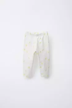Леггинсы с лимонным принтом ZARA, устрично-белый