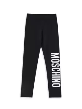 Леггинсы с логотипом для маленьких девочек и девочек Moschino, черный
