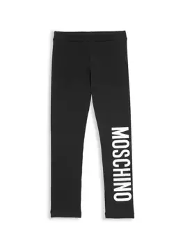 Леггинсы с логотипом для маленьких девочек и девочек Moschino, черный