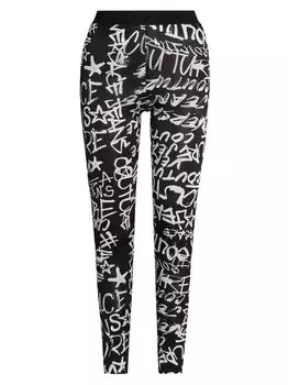 Леггинсы с логотипом граффити Versace Jeans Couture, черный
