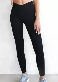 Леггинсы с перекрещивающейся резинкой на талии черного цвета Nikibiki