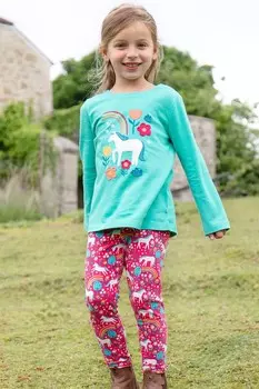 Леггинсы с принтом «единорог» по всей поверхности Frugi, розовый