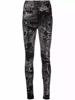 Леггинсы с принтом Philipp Plein, черный