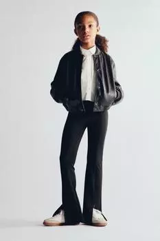 Леггинсы с пряжками ZARA, черный