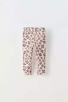 Леггинсы с ребрышками и принтом ZARA, лиловый