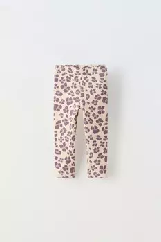 Леггинсы с ребрышками и принтом ZARA, лиловый