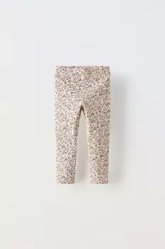 Леггинсы с ребрышками и принтом ZARA, песочный