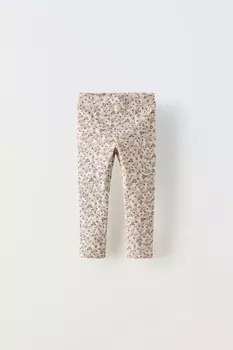 Леггинсы с ребрышками и принтом ZARA, песочный