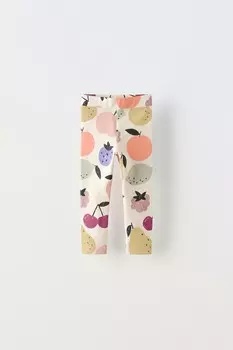 Леггинсы с ребрышками и принтом ZARA, разноцветный
