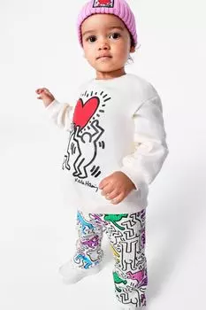 Леггинсы с рисунком H&amp;M, крем / кит харинг