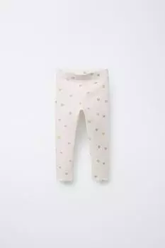 Леггинсы с рисунком в рубчик ZARA, экрю
