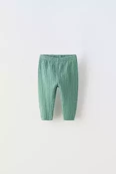 Леггинсы с текстурированной ткани ZARA, зеленый