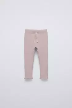 Леггинсы с вафельной текстурой ZARA, бежево-розовый