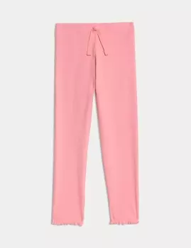 Леггинсы с высоким содержанием хлопка в рубчик Marks & Spencer, розовый