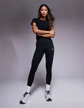 Леггинсы с высокой посадкой черного цвета New Balance