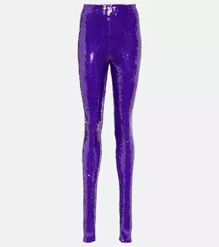 Леггинсы с высокой посадкой и пайетками Laquan Smith, фиолетовый