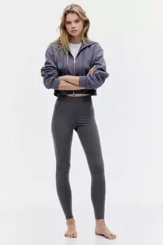Леггинсы с высокой талией H&M, серый