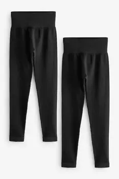 Леггинсы с высокой талией в рубчик, 2 пары Next, черный