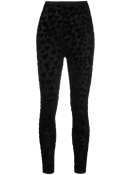 Леггинсы с завышенной талией и вышивкой AMI Paris, черный