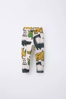 Леггинсы с животным принтом ZARA, экрю