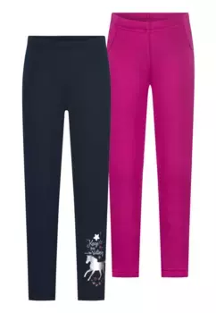 Леггинсы SALT AND PEPPER (2 шт.), с мотивом лошади и однотонные цвета, розовый