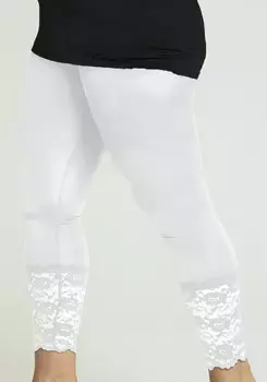 Леггинсы SANDGAARD с кружевом на манжетах ног, белый