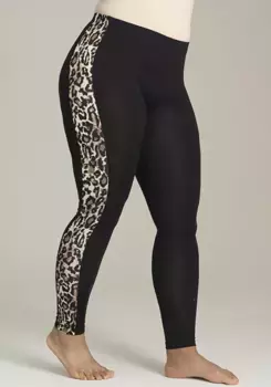 Леггинсы SANDGAARD со стильным леопардовым узором сбоку, черный