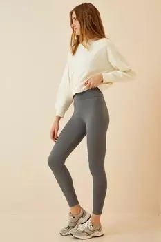 Леггинсы - Серый - Высокая талия Happiness stanbul, серый