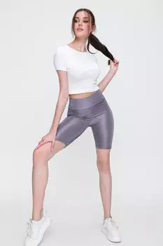 Леггинсы - Серый - Высокая талия Trend Alaat Stili, серый