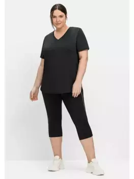 Леггинсы Sheego "Большие размеры" из функционального материала с контрастными полосками, черный