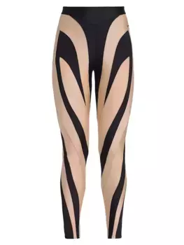 Леггинсы со спиральной посадкой и высокой посадкой Mugler, черный