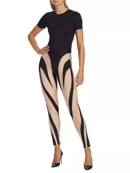 Леггинсы со спиральной посадкой и высокой посадкой Mugler, цвет dark raisin sienna blush