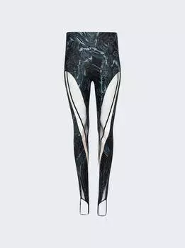 Леггинсы со спиральным принтом Mugler, цвет warped snake black and nude