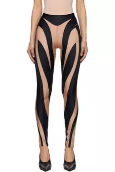 Леггинсы со спиралью черного и коричневого цветов Mugler