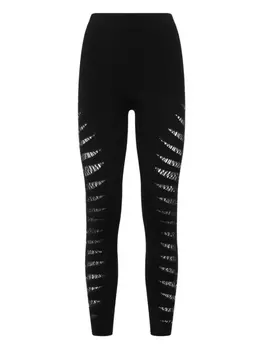 Леггинсы со змеиным узором Roberto Cavalli, черный