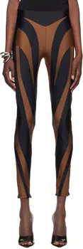 Леггинсы спирального плетения коричневого и черного цвета Mugler